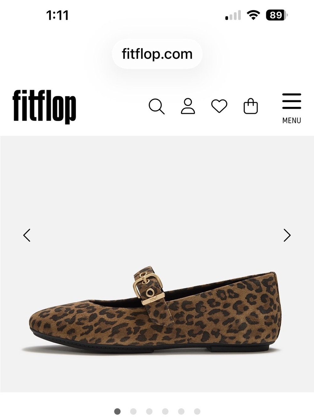 Fitflop Leopard Print Mary Jane Flat in Brown and Black